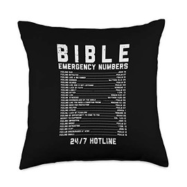 Bible Emergency Numbers Verse God Jesus Faith Christian Gift Throw Pillow