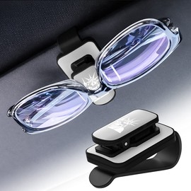 Sunglasses Holders for Car Sun Visor, Statue of Liberty Upgrade Metal Flag Glasses Holder, Multifunction Eyeglasses Hanger Mounted with Ticket Card Clip, Universal for SUV Pickup Truck (Black/Silver)