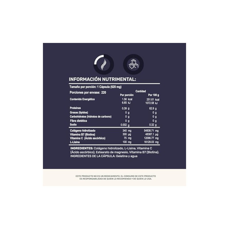 Life 360 Men Hair Colágeno Hidrolizado Biotina 220 Cápsulas