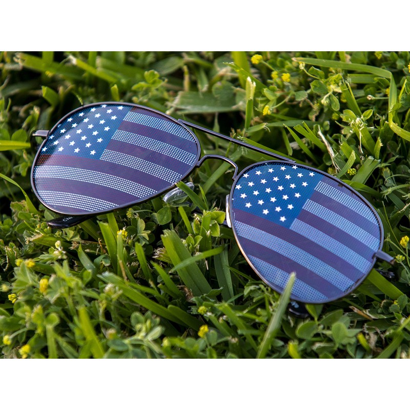 Goson American Flag Mirror Aviator Novelty Decorative Sunglasses (Black)