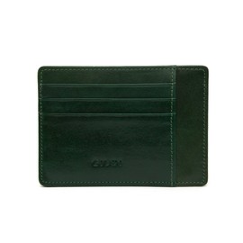 Giudi Card Holder Men's Leather Small Mini Wallet Genuine Leather Cowhide Landscape Format Wallet, Green, Classic