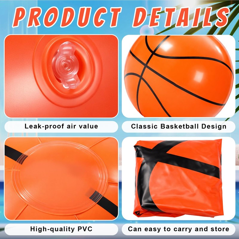 4 Pcs Baseball Inflatable Pool Floats Basketball, Tubes Balls