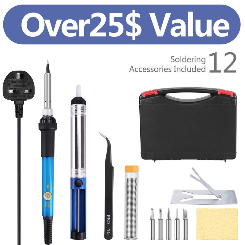 TABIGER Soldering Iron Kit - 60W Temperature Adjustable Electric Solder