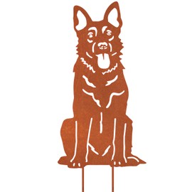 VerLuky German Shepherd Garden Stake Rust, Rust Stake Metal Dog for Outdoor Garden Decoration Dog, Rust Decoration for Garden