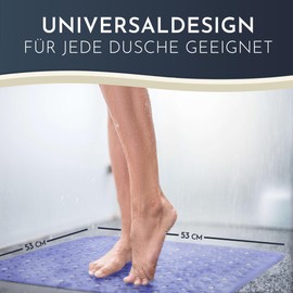 Homerella® Duschmatte rutschfest - 100% BPA frei - Inkl. 2 Haken zum Aufhängen 53x53cm - Antirutschmatte Dusche hautsensitiv & schimmelresistent - Duscheinlage maschinenwaschbar