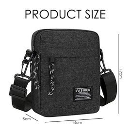 ZGDEIWGF 1 x Men's Shoulder Bag, Small Shoulder Bag, Waterproof Shoulder Bag, Lightweight Portable Canvas Bag, Adjustable Fashionable Leisure Bag, Suitable for Travel, Work and Travel, black
