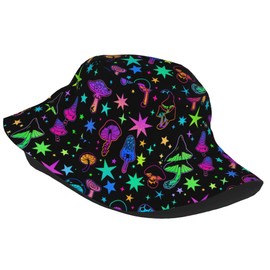 Bucket Hat for Women Psychedelic Mushrooms Summer Beach Sun Hat Travel Fisherman Cap