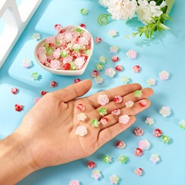 Magibeads - 250 cabujones de flores que brillan en la oscuridad, pequeñas abalorio de flores con degradado pastel, adornos planos para manualidades, manualidades, joyería, álbumes de recortes,