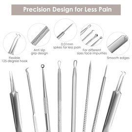 13 Pieces Blackhead Remover Comedone Squeezer Kit, Acne Blackhead Tools Blackhead Remover Tweezers Set Made of Stainless Steel for Face Defects, Suitable for Men and Women