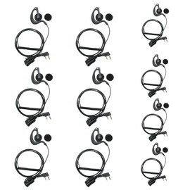 HEOPBIRD Walkie Talkie Earpiece with Mic PTT 2 pin Compatible with Baofeng UV-5R Retevis H-777 RT21 RT22 Arcshell AR-5 Two Way Radio G Shape Headset 10 Pack
