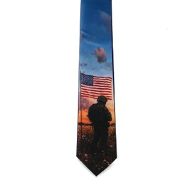 ASVP Shop Patriotic American Flag Military Neck Tie – USA Veteran Soldier Tribute – Army Gift for Men – Memorial Day, 4th of July (Lone Soldier)