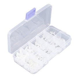 Walfront 150 Piezas Tornillos de Nailon Tuercas Pernos Arandelas Kit de Sujetadores en Caja Reemplazo de Tornillo de Plástico M2 M2.5 M3 M4 M5