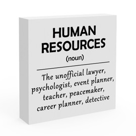 HR Gifts for Women Men Human Resources Office Desk Decor Wooden Box Signs Thank You Gift for HR Manager Colleague Birthday Christmas Retirement Gift For Women HR Appreciation Gift