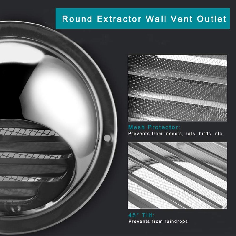 HG Power 304 Stainless Steel Air Vent Round Grille Ventilation
