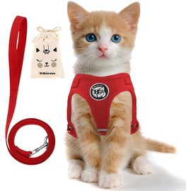 Heroes Cat Harness Set, Cat Lead, Walk Set, Cat Harness, No Shedding Safe, Double Lock, Easy to Install, Adjustable Size, Comes with Japanese Manufacturers Guarantee, Breathable, Easy to Use in
