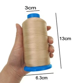 JZK 1500 Yard T70 69# Beige Strong Durable Bonded Nylon Sewing Thread for Upholstery Leather Jeans Canvas Carpet Curtain Beading for Industrial Machine, overlock, Hand Sewing