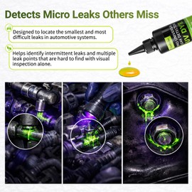 Yesibeike Automotive UV Leak Detector Dye Kit, 150ml High Visibility Tracer for Radiator Coolant Systems Hose Heater Core Water Pump and AC, Includes Dye Cleaner and Gloves