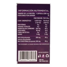 Nad B-nicotinamide Adenine 30 Cápsulas Joy Natura Sabor Sin