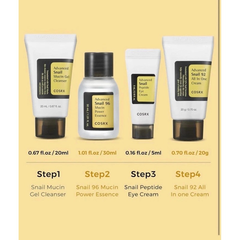 COSRX All about Snail Korean Skincare | TSA Approved Travel