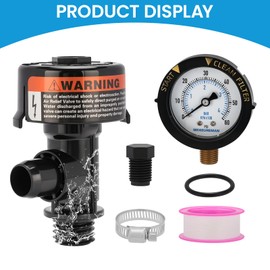 MEASUREMAN Manual Air Relief Valve, Pool Filter Valve with Pressure Gauge, Spa Filter Replacement