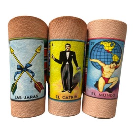Handcrafted Mexican Loteria Shot Glasses with Leather Wrap - Set of 2 (2 oz)