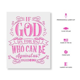 God is for Us Stencil Template for Walls and Crafts - Reusable Stencils for Painting in Small & Large Sizes