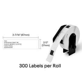 Cruxer File Folder Labels Replacement for Brother DK-1203, 0.66" x 3.4" 300 Labels Per Roll White Paper with Frame use with Brother QL Label Printers QL-500 QL-710W QL-1050 QL-720NW QL-650TD, 3 Roll