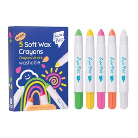 Superpetit Neon Wax Crayons, Super Soft and Washable for Various Surfaces, Glass, Mirrors, Bathtubs and Paper, Easy to Clean - Reusable - Ages 3+
