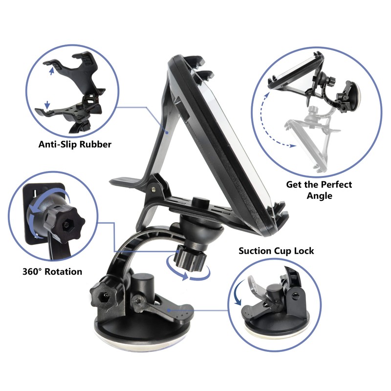 Ramtech Universal Car GPS Windshield Dual Clip Mount, Suction Cup