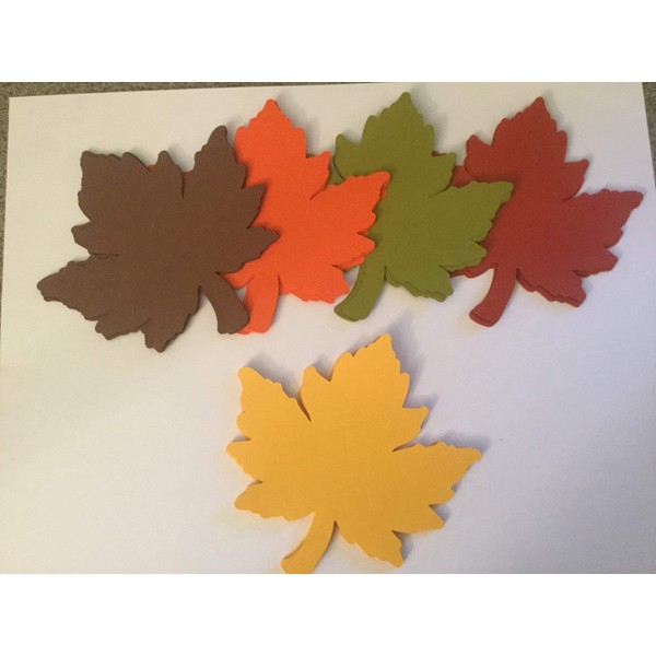 25 Large Fall Leaves Die cuts, 4 inch Leaf Cutout,