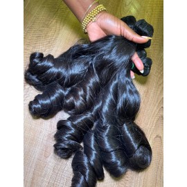 15A Grade Human Hair Bundles Silk Straight Natural Wave Original Burmese Curly Double Drawn Human Hair Wigs Bundles Suppliercolor: baby curly 1 bundle, Stretched Length: 12 inches