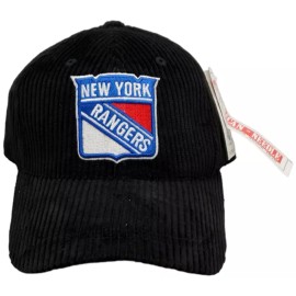 American Needle New York Rangers Hat Stitched Logo Corduroy Adjustable Strap B1