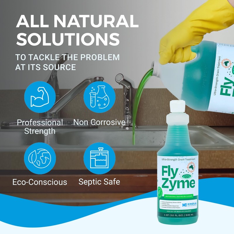 Kinzua Environmental Fly-Zyme, Highly Concentrated Enzyme Drain Cleaner for Pipes,