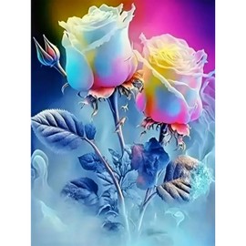 Diamond Art Kit: Roses Full Drill Painting for Adults - 5D 12"x16" Beginner DIY, Wall Decor Gift