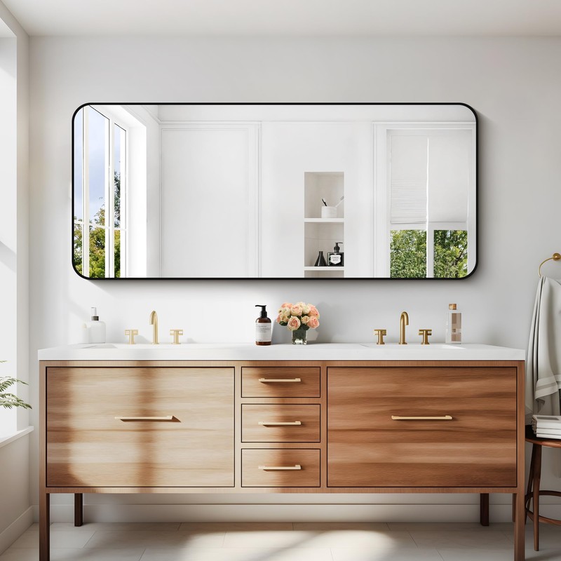 DESBING 24" x 55"Bathroom Mirror, Matte Black Wall Mirror with