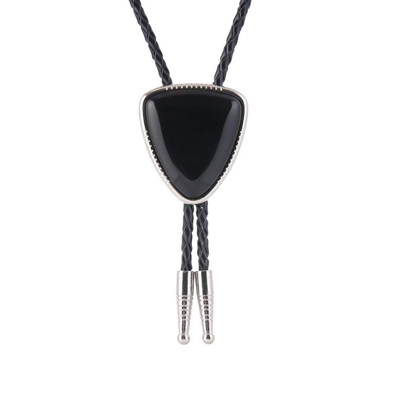 KDG Triangle Nature Agate Shape Bolo Tie Western Cowboy Celtic