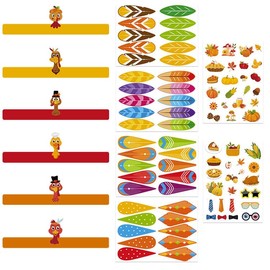 Abilat 12 Pack Thanksgiving Turkey Crown Crafts for Kids DIY Turkey Hats Craft Kits Thanksgiving Paper Crowns Fall Party Favors School Activity Supplies