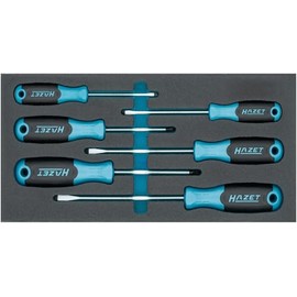 HAZET 163-265/6N 6 Piece Phillips and Slotted Screwdriver Set, Various Sizes from 3 to 6.5 mm, Non-Slip Handles, Heavy Duty Blades for Reliable Screwdriving