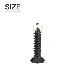 DTGN 100Pcs #12x1-3/4" Flat Head Wood Screws, 304 Stainless Steel Phillips Self Tapping Screws - Good for Woodworking, Furniture - Black
