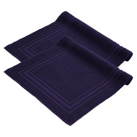 Komfortec Bath Mat Set, 2 Pieces, Terry Cloth Shower Mat, Washable Shower Mat & Bath Mat, 600 g/m² & 100% Cotton, Absorbent & Quick Drying, 50 x 70 cm, Navy Blue