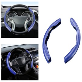 Universal Carbon Fiber Steering Wheel Cover,2 Pack Car Steering Wheel Covers,Carbon Fiber Anti-Skid Segmented Car Steering Wheel Protector for Auto/Truck/SUV/Van Steering Wheels Accessories Blue