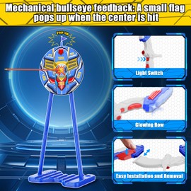 MLDKA Kids Bow and Arrow Set, LED Light Up Archery Toy Set with Suction Cup Arrows, Standing Target & Quiver, Indoor and Outdoor Toys Sport Gifts for Kids, Boys & Girls Ages 4 5 6 7 8 9 10 11 12