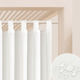 ROOM99 Garden Line Outdoor Curtain with Loops, 155 x 200 cm Width x Height Outdoor Curtain, Weatherproof, Waterproof Privacy Screen, Sun Protection Curtains, Garden, Windproof, Ecru, Pack of 1