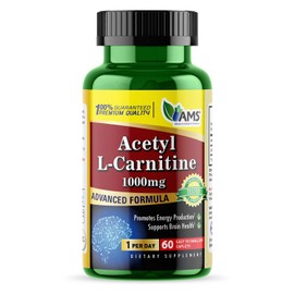 America Medic & Science Acetyl L-Carnitine 1000mg (60 Tablets) | Dietary Supplement for Men and Women | Promotes Energy Production | Supports Brain Health | Helps Improve Memory and Focus
