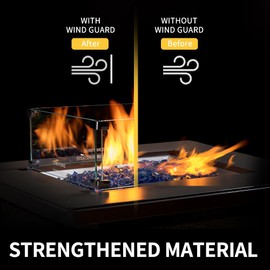Vessena Outdoor 31" Rectangle Flame Fire Pit Wind Guard Square Thickness Tempered Glass Wind Guard 30" X 15.5" X 6.7" for Barbecue Park Gathering