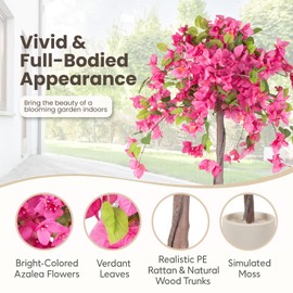 Romantic Season 4F Artificial Bougainvillea Tree, Faux Silk Bougainvillea Plant with Pot for Indoor Outdoor Decor, Tall Fake Tropical Tree for Home, Office, Patio, Balcony, Wedding Decoration