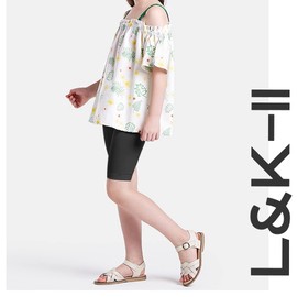 L&K-II Pack of 1/2/3 Girls' Leggings Short Cotton Summer Shorts Plain Colour Multicoloured 4532, Pack of 2 - black and white