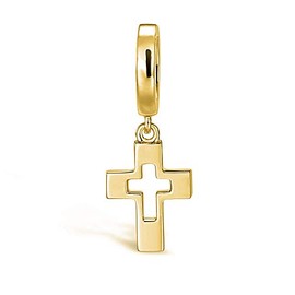 CHAMOON Charm 925 Sterling Silver Gold-Plated Gold Jewellery Pendant for Women Leather Bracelets, Sterling Silver, cross