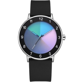 RUYEOOK Unisex Watches Fashion Creative Original Design Watch for Men and Women Unique Wristwatch Easy to Read time (R8653 Silver Black)