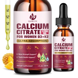 (2 Pack) Calcium Citrate with Vitamin D3 Liquid Drops for Women, 1200mg Ultimate Absorption Calcium Citrate Liquid Drops with Vitamin D3 K2 for Bones, Teeth Support, Vegan, Sugar-Free, 1 Fl Oz